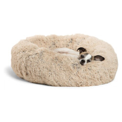The original calming donut pet bed for deeper, more comfortable sleep. This shag fur bed is available in a variety of colors and sizes.