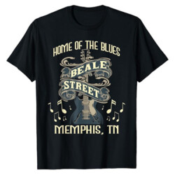 Gear up for your trip to Memphis with this classy "Home of the Blues" t-shirt, available in a variety of colors. Also makes a great gift for friends or family!